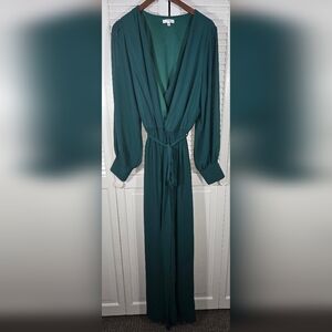 Baltic Born Celine Emerald Green Long Sleeve Chiffon Formal V Neck Maxi Dress 3X